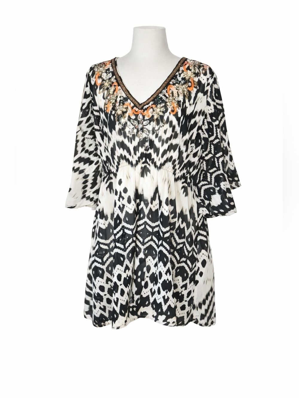 Mix Nouveau Embellished Tunic Top Beach – Large